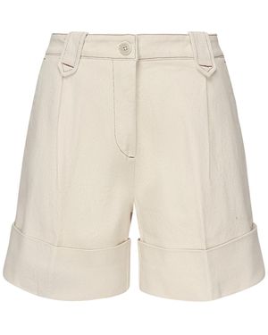 Fay High Waist Cream Cuffed Shorts - White
