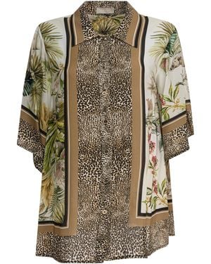Elie Saab Printed Chiffon Shirt Foulard36 Silk - Grijs
