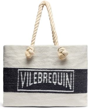 Vilebrequin Canvas Tote Bag With Rope Handles - White