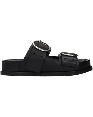 Jil Sander Leather Sandals And Clogs - Black