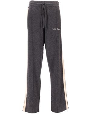 Palm Angels Klassieke Logo Gebreide Trainingsbroek Donkergrijs