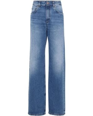 Brunello Cucinelli Mis Waist Jeans Met Wijde Pijpen - Blauw