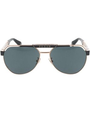 Philipp Plein Occhiali Da Sole Spp073 M 08 Mg Oro Ramato Lucido C/Parti Semiopache/16/145 - Grigio
