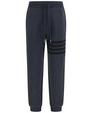 Thom Browne Pantalones De Chándal Con 4 Barras Tonales De Bucle Teñido En Prendas - Azul