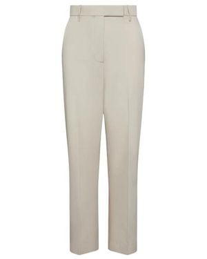 Thom Browne Entspannte, klassische Gürtelschlaufenhose von mit GG-Tape-Details aus knitterfreiem Baumwollanzug - Weiß
