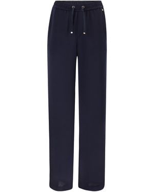 Herno Fließende Hose mit weitem Bein und Kordelzug - Blau