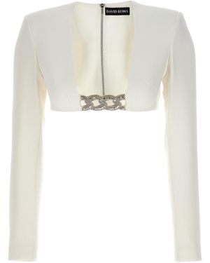 David Koma 3D Crystsal Chain And Square Neck' Top - Weiß