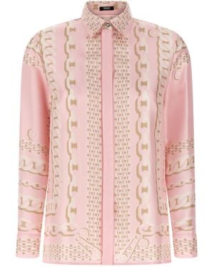 Versace Silk Twill Shirt With Scarf Print - Pink