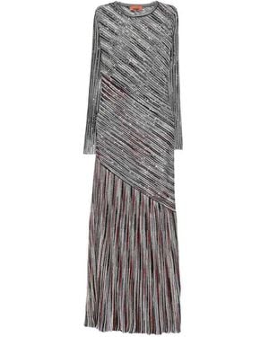Missoni Long Striped Dress Embellished With Sequins - Grey