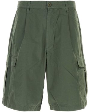 Emporio Armani Dark Green Cotton Bermuda Shorts