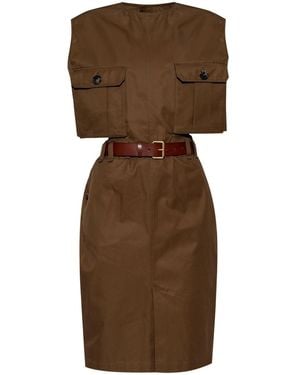 Saint Laurent Cotton Twill Short Dress - Brown