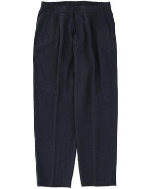 Herno Logo-Plaque Button-Fastening Tapered Trousers - Blue