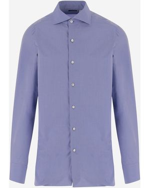 Finamore 1925 Classic Collar Cotton Shirt - Blue
