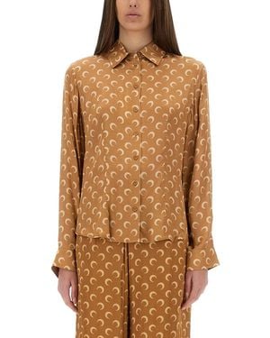 Marine Serre Moon" Satin Shirt - Natural