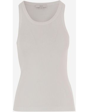 Vince Stretch Cotton Blend Tank Top - White
