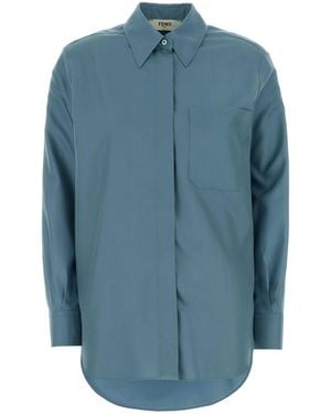 Fendi Regular Solid Shirt - Blue