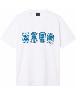 Paul Smith Heren Slim Fit T-shirt Robots - Wit