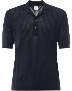 Eleventy Langzame Blauwe Katoenpolo Met Korte Mouwen