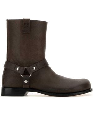 Loewe Dark Leather Campo Biker Boots - Brown