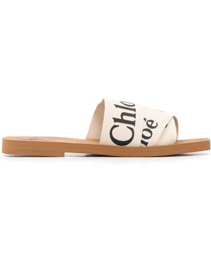 Chloé Woody Flat Sandals - Weiß
