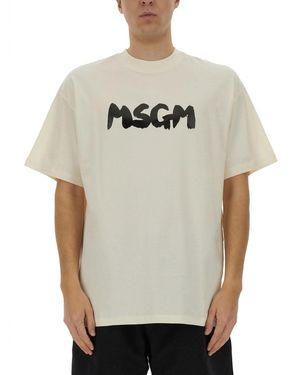 MSGM Baumwoll -T -Shirt - Grau