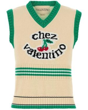Valentino Garavani Cream Cotton Vest - Green