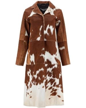Saks Potts Long Gio Coat in Pony Hair - Marrón