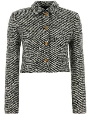 Versace Two-Tone Responsible Wool Bouclé Loop Jacket For - Grey
