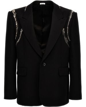 McQueen 'Crystal Harness' Blazer - Black