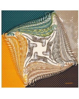 Ferragamo Seidenschal Mit Madras-Print - Mettallic