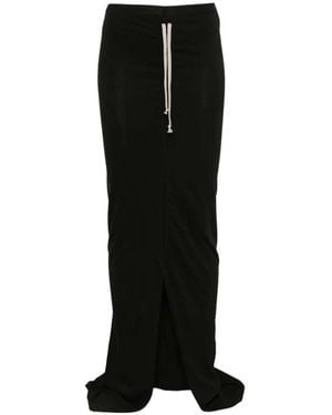 Rick Owens Lange Rok Van Zachte Edfu-stof Met Trekkoord - Zwart