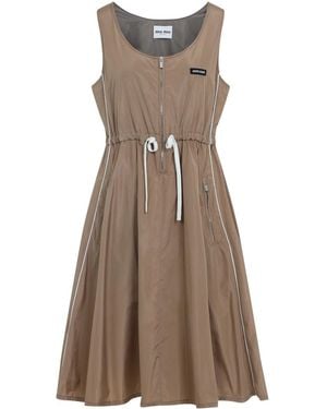 Miu Miu Mini Silk Dress - Brown