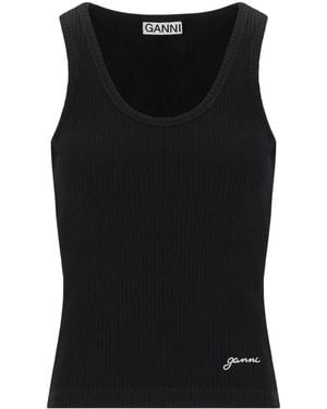Ganni Ribbed Top - Black