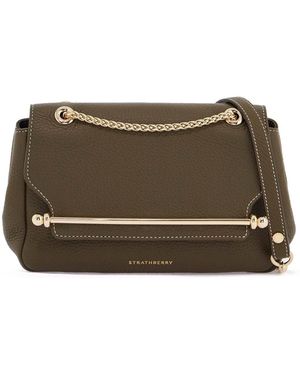 Strathberry Khaki Ost/West Soft Mini Calfskin Bag mit goldenen Details - Braun