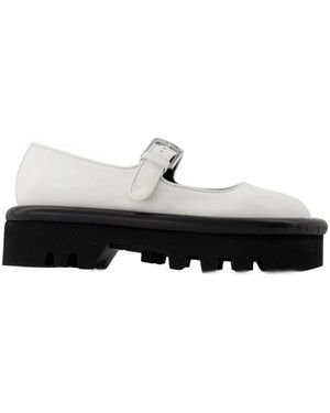 JW Anderson Stoßfänger klobige Wohnungen in weißem Leder - Schwarz