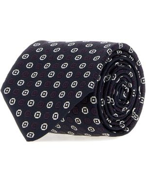 Saint Laurent Embroidered Jacquard Tie - Blue