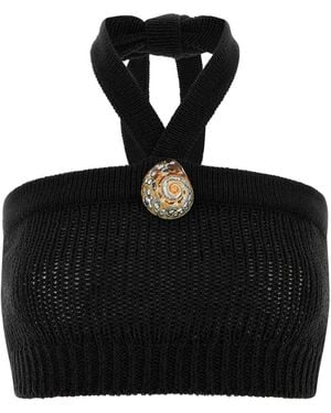 Alanui Slate Polyester Blend Island Memories Crop-top - Black