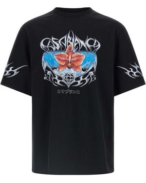 CASABLANCA Graphic Print Cotton T-Shirt - Schwarz