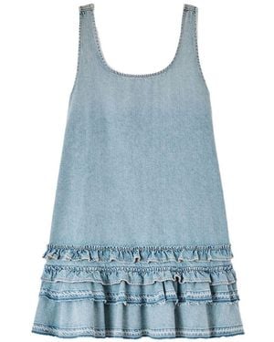 Ganni Organic Cotton Denim Mini Dress - Blue