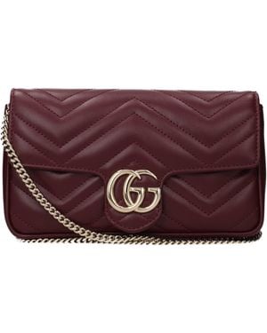 Gucci Marmont Pochette Leather/Burgundy - Purple