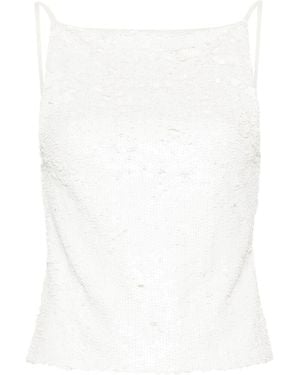 P.A.R.O.S.H. Sequin-Embellished Open-Back Top - White