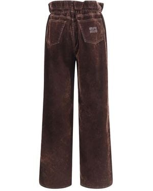 Miu Miu Pantaloni Samt-Chambray - Braun