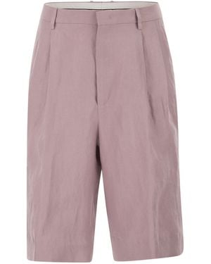 Tagliatore Tailored Linen Bermuda Shorts - Pink