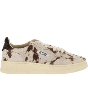 Autry Medalist Low Pony Hair Leather Sneakers - Natural