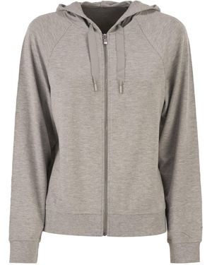 Majestic Kapuzen-Reißverschluss-Sweatshirt aus Stretch-Viskose - Grau