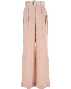 パンツ ZIMMERMANN Pastel Pink Silk Wide-Leg Tuck Pant Zimmermann High waist silk tuck wide leg pant | The Fashion