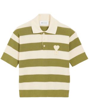 Ami Paris Ami De Coeur Gestreepte Polotop - Geel