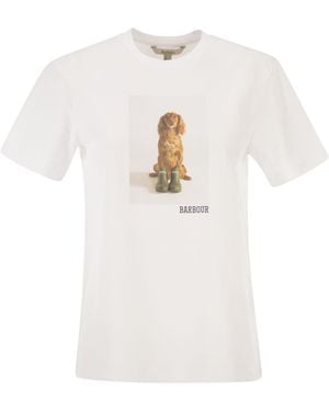 Barbour Bedale Katoenen T-shirt Met Print - Wit