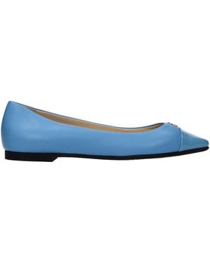 Jimmy Choo Leni Ballerina Shoes Celeste Leather - Blue