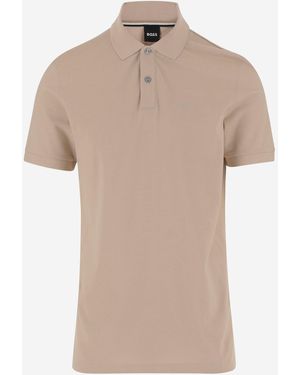 BOSS Cotton Polo -Hemd mit Logo - Natur